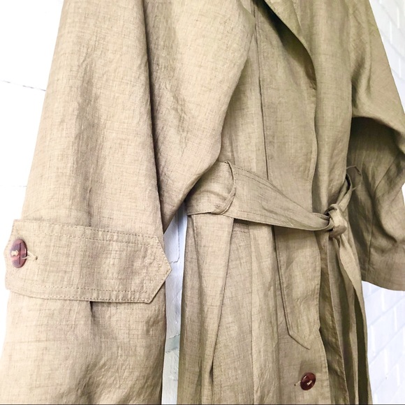 Vintage neutral taupe full length trench coat L - Picture 6 of 14